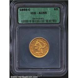 1856-C $5 AU55 ICG. Formerly offered as lot 8137 in our FUN Sale in January, where it was described.