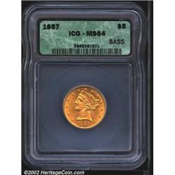 1857 $5 MS64 ICG. The Philadelphia Mint's output of 98,188 Half Eagles in 1857 is generous for the e