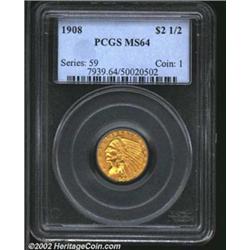 1908 $2 1/2 MS64 PCGS. Well struck with clean, bright, satiny surfaces. Important notice: We expect.