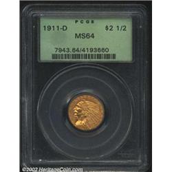 1911-D $2 1/2 MS64 PCGS. The fields have rich olive-brown color, while the recessed devices have lum