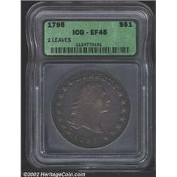 1795 S$1 Flowing Hair, Two Leaves XF45 ICG. B-1, BB-21, R.2. Die State I. This is the second most co