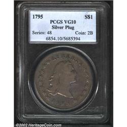 1795 S$1 Flowing Hair, Silver Plug VG10 PCGS. B-1, BB-21. An arc on the left side of the silver plug