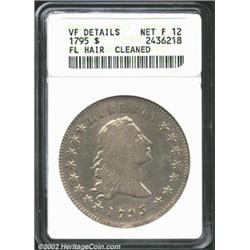 1795 S$1 Flowing Hair, Two Leaves--Cleaned--ANACS. VF Details, Net Fine12. B-1, BB-21, R.2. A bright