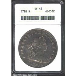 1798 S$1 Large Eagle XF45 ANACS. B-23, BB-105, R.3. Die State II. This is Milferd Bolender's "Wide D
