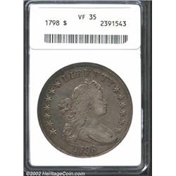 1798 S$1 Large Eagle VF35 ANACS. B-25, BB-123, R-4. This is a difficult variety to find, much more c