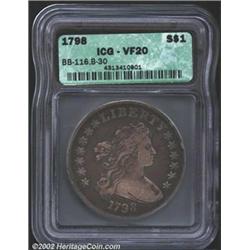 1798 S$1 Large Eagle, 13 Arrows VF20 ICG. B-30, BB-116, R.5. This variety was the fourth mating of t