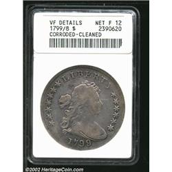 1799/8 S$1 15 Stars Reverse--Corroded and Cleaned--ANACS. VF Details, Net Fine 12. B-2, BB-143, R.4.