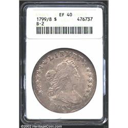1799/8 S$1 13 Stars Reverse XF40 ANACS. B-2, BB-143, R.3. The devices have deep pearl-gray patina, w