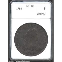 1799 S$1 XF40 ANACS. B-5, BB-157, R.2. Die State I. The obverse die for this variety was used to str