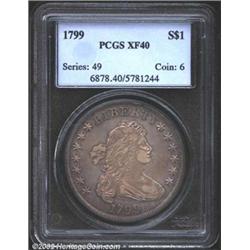 1799 S$1 XF40 PCGS. B-7, BB-156, R.4. This is a very scarce and underrated die variety. This is the.