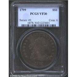 1799 S$1 VF30 PCGS. B-13, BB-151, R.5. One of the "Irregular Date" Dollars with the reverse showing.