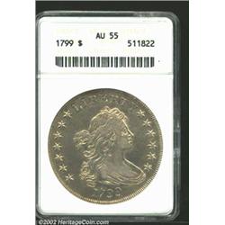 1799 S$1 AU55 ANACS. B-14, BB-167, R.3. Die State III. Most likely a mid-Condition Census coin with.