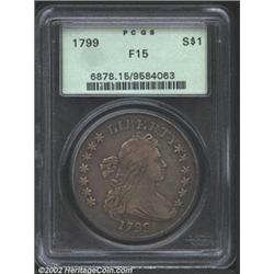 1799 S$1 Irregular Fine 15 PCGS. B-15, BB-152, R.3. The only variety that pairs the Irregular Date o