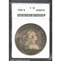 1799 S$1 8X5 Stars Fine 12 ANACS. B-16, BB-158, R.2. Light gray patina with deeper brown patina arou