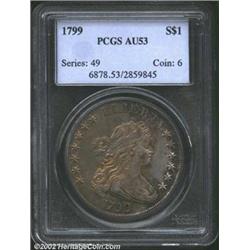 1799 S$1 AU53 PCGS. B-16, BB-158, R.2. While not a Condition Census piece, this example of the "Clos
