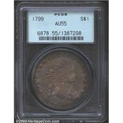 1799 S$1 AU55 PCGS. B-19, BB-155, R.5. This specimen is struck from the latest known state of the di