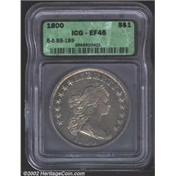 1800 S$1 XF45 ICG. B-5, BB-189, R.5. Those collectors seeking Mint State coins will have extreme dif