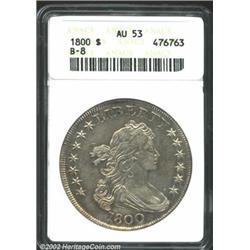 1800 S$1 AU53 ANACS. B-8, BB-188, R.4. Die State I. A die dot in the lower part of the R in LIBERTY.