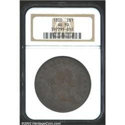 1800 S$1 AU50 NGC. B-10, BB-190, R.3. Die State I. This is Bolender's "Very Wide Date" variety for 1