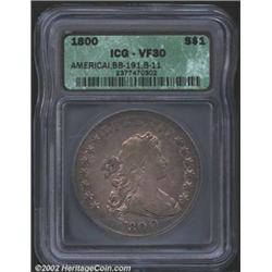 1800 S$1 AMERICAI VF30 ICG. B-11, BB-191, R.5. This scarcer AMERICAI variety is softly struck in the