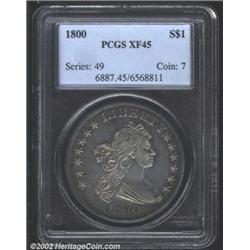 1800 S$1 XF45 PCGS. B-13, BB-193. R.4. A textbook example of an XF Bust Dollar. The hair detail is s