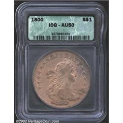 1800 S$1 AU50 ICG. B-15, BB-195, R.4. This is another scarce variety, and one in a strong grade for.