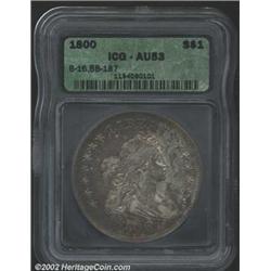 1800 S$1 AU53 ICG. B-16, BB-187, R.2. This is a relatively common early Dollar die variety, but a fu