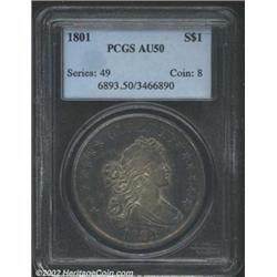 1801 S$1 AU50 PCGS. B-2, BB-212, R.3. Die State II. This is the second use of this obverse die which