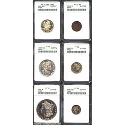 1899 Proof Set ANACS Certified. Included are: Cent PR62 Red and Brown ANACS. Much of the original re