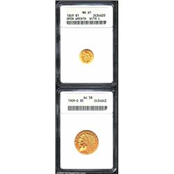 1849 Gold Dollar Open Wreath MS61 ANACS, well struck except for the lower stars, lustrous and attrac