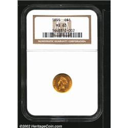 1855 G$1 MS63 NGC. Another Select Brilliant Uncirculated Type Two Gold Dollar, this 1855-dated examp