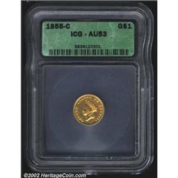 1855-C G$1 AU53 ICG. Only 9,803 pieces were struck of the 1855-C Gold Dollar. As a result, it is a v