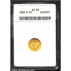 1855-O G$1 AU58 ANACS. The 1855-O is doubly popular because it is not only a one-year type coin, but