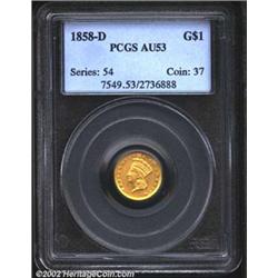 1858-D G$1 AU53 PCGS. Even though only 3,477 pieces were struck of the 1858-D, it is among the more.