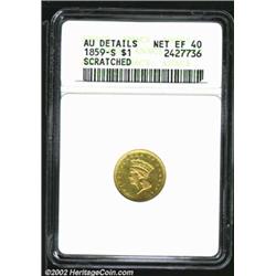 1859-S G$1--Scratched--ANACS. AU Details, Net XF40. Not to differ with the good people at ANACS, but