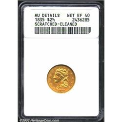1835 $2 1/2--Scratched, Cleaned--ANACS. AU Details, Net XF40. McCloskey-1, R.2. A harshly cleaned Qu