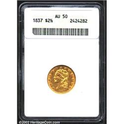 1837 $2 1/2 AU50 ANACS. McCloskey-B, R.3. The centers have a slightly weak strike, as is typically e