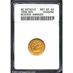 1838 $2 1/2--Reverse Damaged--ANACS. AU Details, Net XF40. Breen-6146, R.3. The only dies. The rever