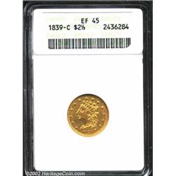 1839-C $2 1/2 XF45 ANACS. Winter 2-B. The area of roughness (as produced) over Liberty's cheek is di