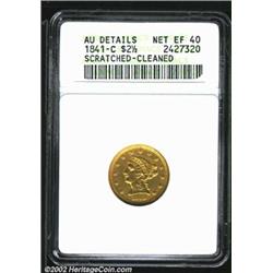1841-C $2 1/2--Scratched, Cleaned--ANACS. AU Details, Net XF40. The upper field on each side has a f