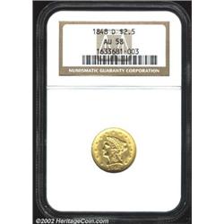 1848-D $2 1/2 AU58 NGC. The 1848-D is usually considered a common D-mint issue (similar in overall s