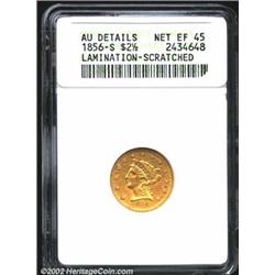 1856-S $2 1/2--Lamination, Scratched--ANACS. AU Details, Net XF45. There is a short but fairly deep.