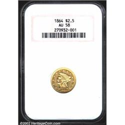 1864 $2 1/2 AU58 NGC. This coin was previously offered as lot 8099 in our January 2001 FUN Signature