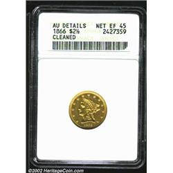 1866 $2 1/2--Cleaned--ANACS. AU Details, Net XF45. The 1866 is very scarce in all grades, with no mo