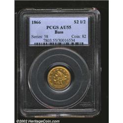 1866 $2 1/2 AU55 PCGS. A well struck example that has only a hint of rub on the devices. The surface