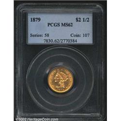 1879 $2 1/2 MS62 PCGS. A well struck and lustrous Quarter Eagle that has unblemished surfaces. Altho