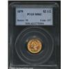 Image 1 : 1879 $2 1/2 MS62 PCGS. A well struck and lustrous Quarter Eagle that has unblemished surfaces. Altho