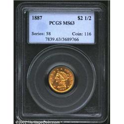 1887 $2 1/2 MS63 PCGS. The 1887 is one of the popular, low mintage issues from the 1880s with only 6