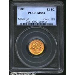 1889 $2 1/2 MS63 PCGS. Well struck and displaying satiny luster. Important notice: We expect to be a