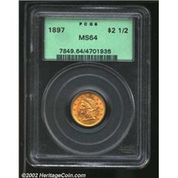 1897 $2 1/2 MS64 PCGS. A well struck and lustrous near-Gem with impressive surfaces. Not a rare issu